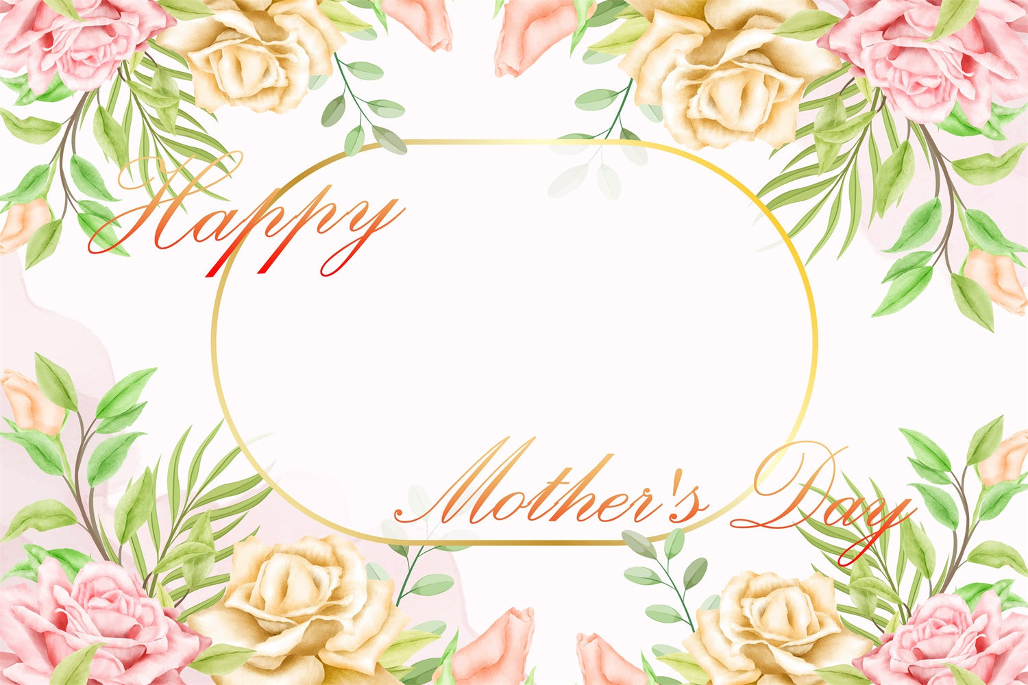 Muttertags-Hintergrundbild zum Anpassen mit goldenem Blumenrahmen CJJ3-122