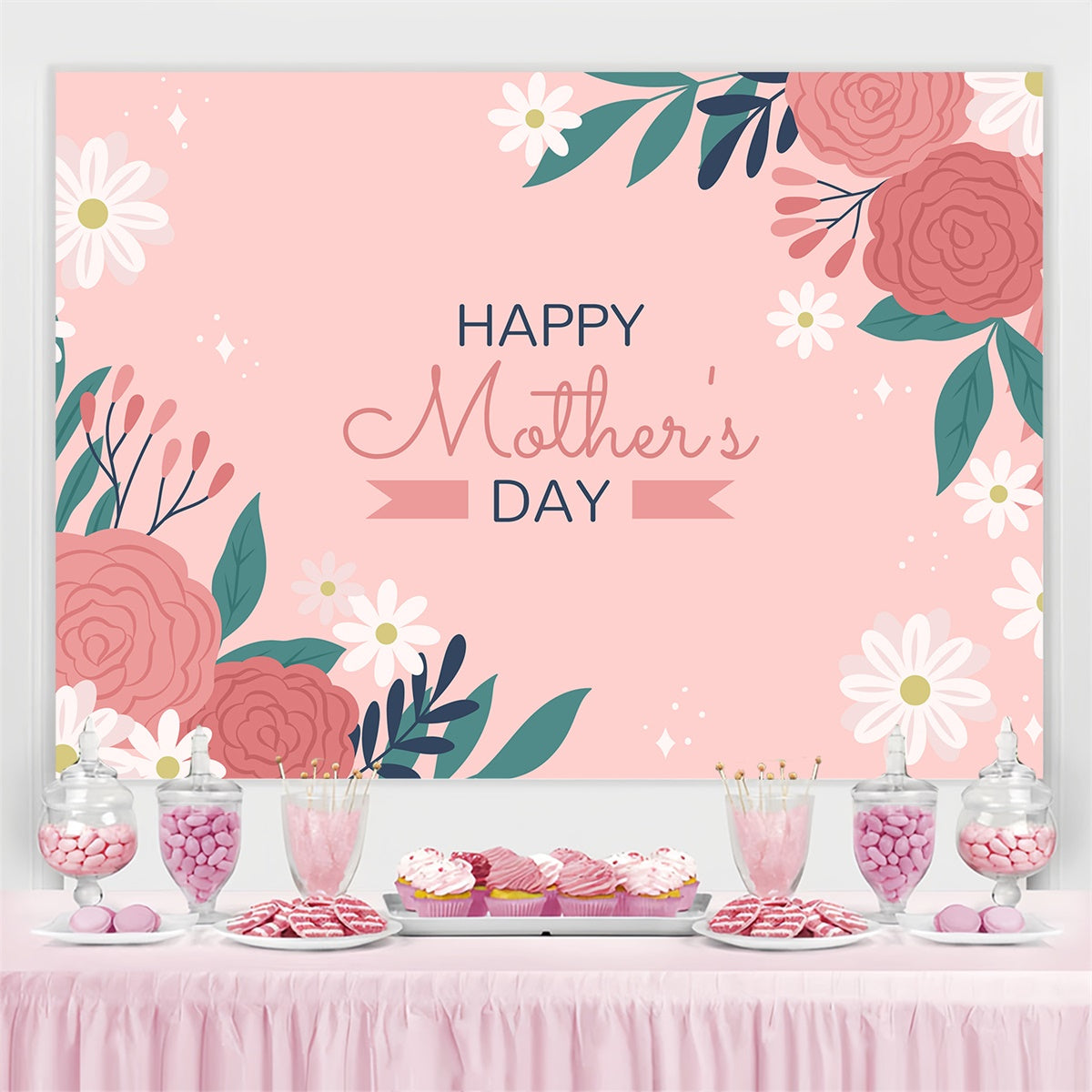 Muttertags-Hintergrundbild Annehmbare Grazien Rosa Blume CJJ3-135