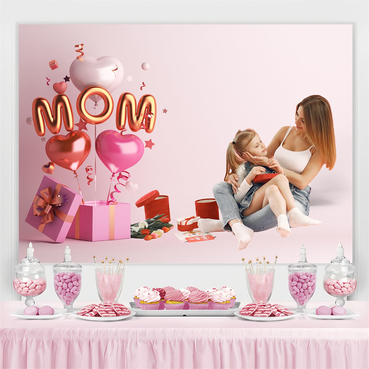 Muttertags-Hintergrundbild Personalisierbare Ballon-Idee Rosa Geschenk CJJ3-151