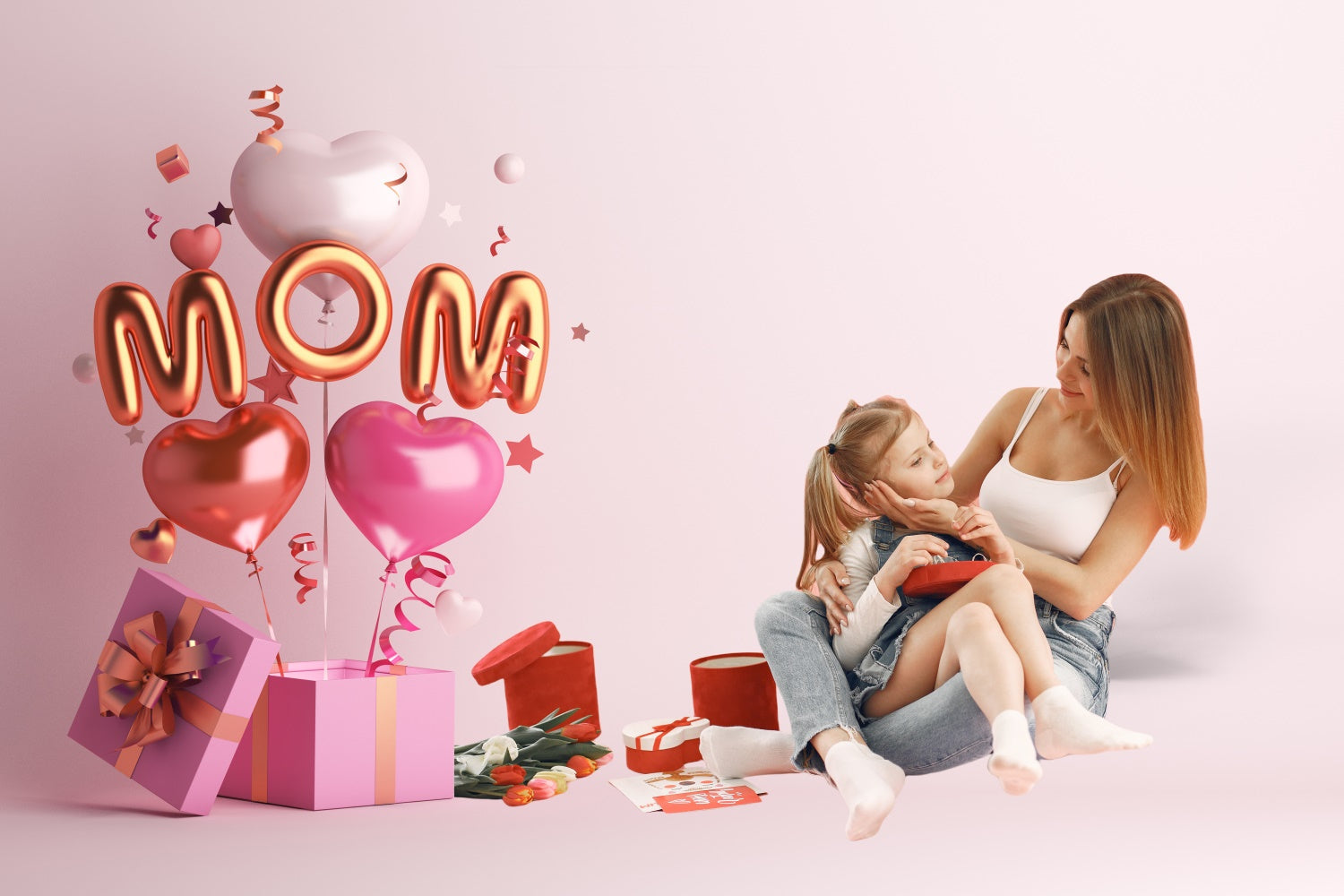 Muttertags-Hintergrundbild Personalisierbare Ballon-Idee Rosa Geschenk CJJ3-151