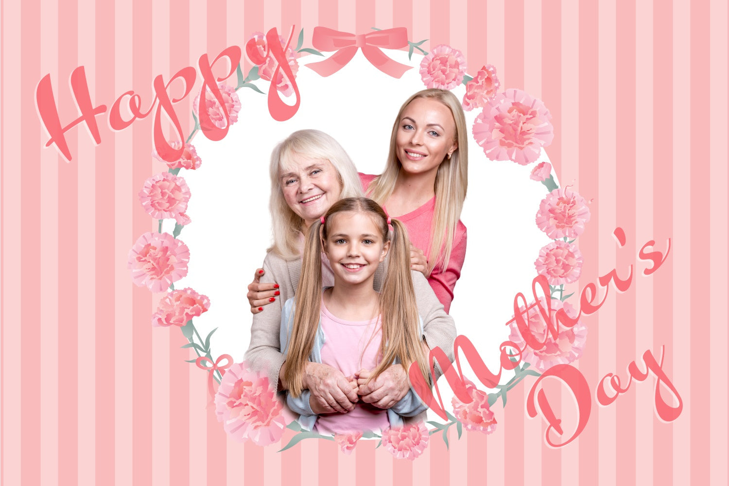 Muttertags-Hintergrundbild Personalisierbarer Rosa Nelkenkranz CJJ3-153