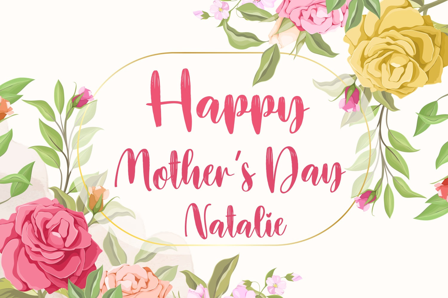 Muttertags-Hintergrundbild Personalisierbarer Goldener Rahmen Blumiges Aquarell CJJ3-161