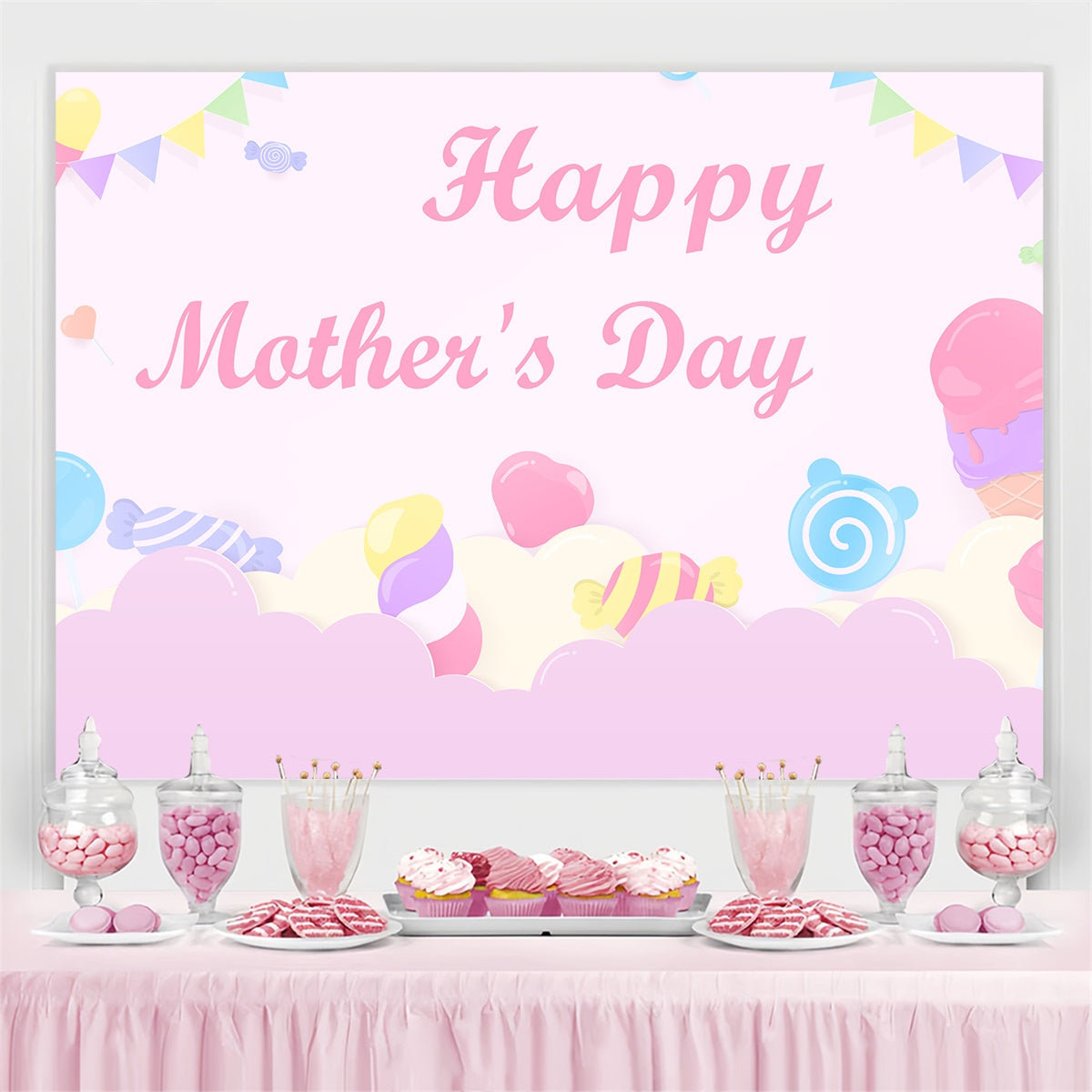 Muttertags-Hintergrundbild zum Selbstgestalten Süße Pastell-Fantasie CJJ3-169