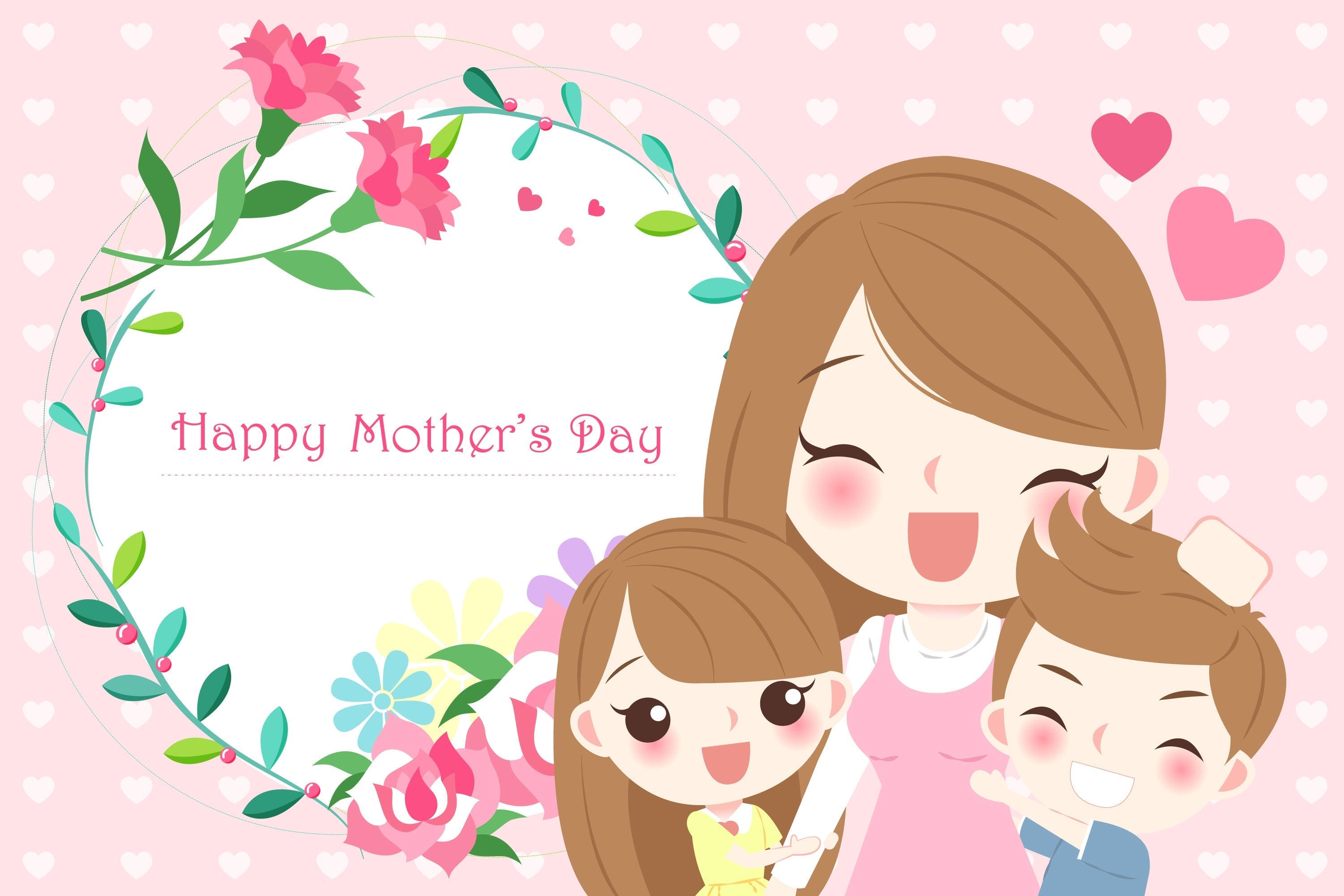 Muttertags-Hintergrundbild mit Cartoon-Feier CJJ3-173