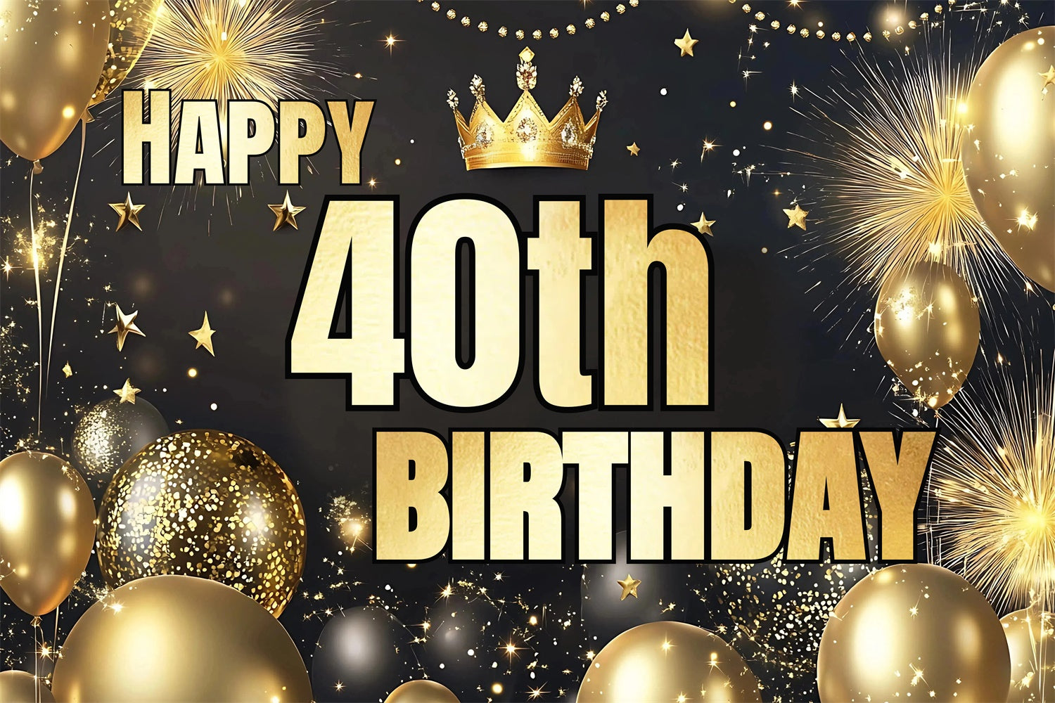 Custom Birthday Backdrops Elegante Ballon Feuerwerk 40. Backdrop CJJ3-220