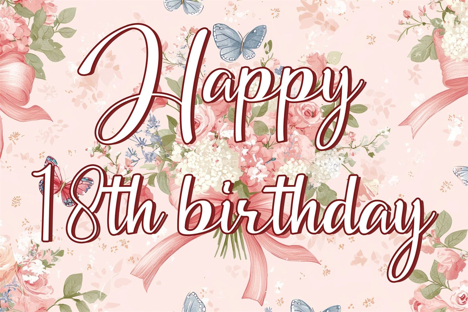 Customize Backdrop für Geburtstag Romantische rosa Blüte 18. Hintergrund CJJ3-221