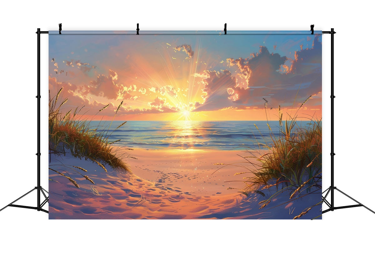 Strand Fotokulisse Seaside Tranquil Morning Sommerhintergrund CJJ3-223