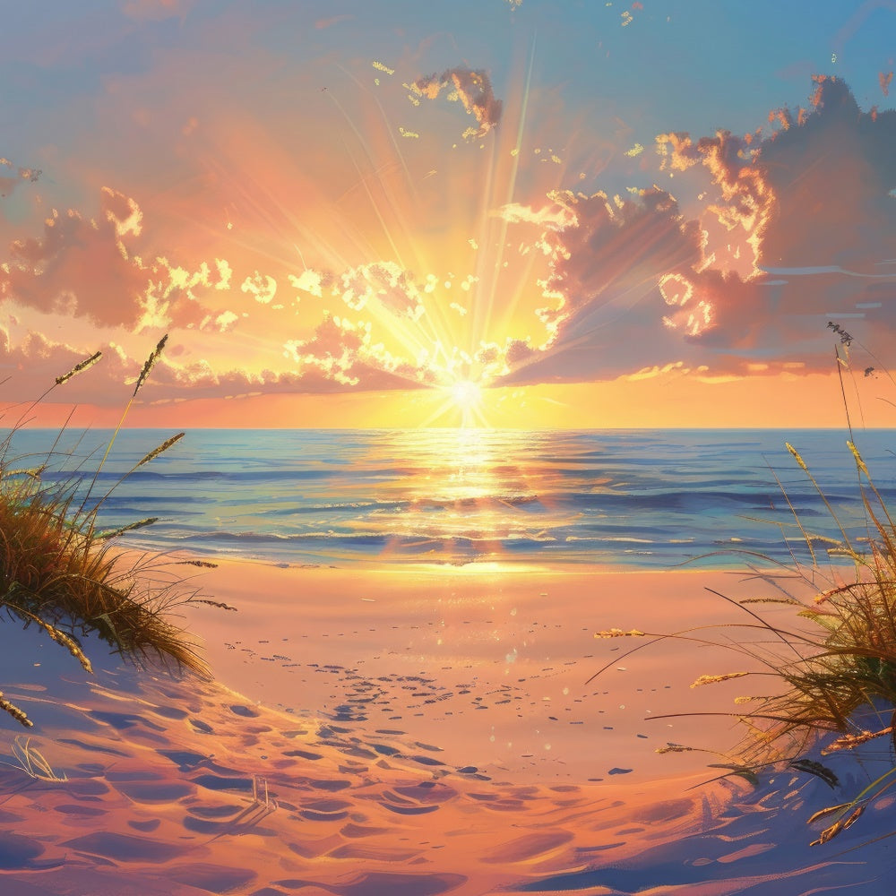 Strand Fotokulisse Seaside Tranquil Morning Sommerhintergrund CJJ3-223