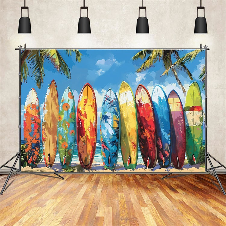 Strand Fotohintergrund Vibrant Surfboards Strand Sommer Hintergrund CJJ3-229