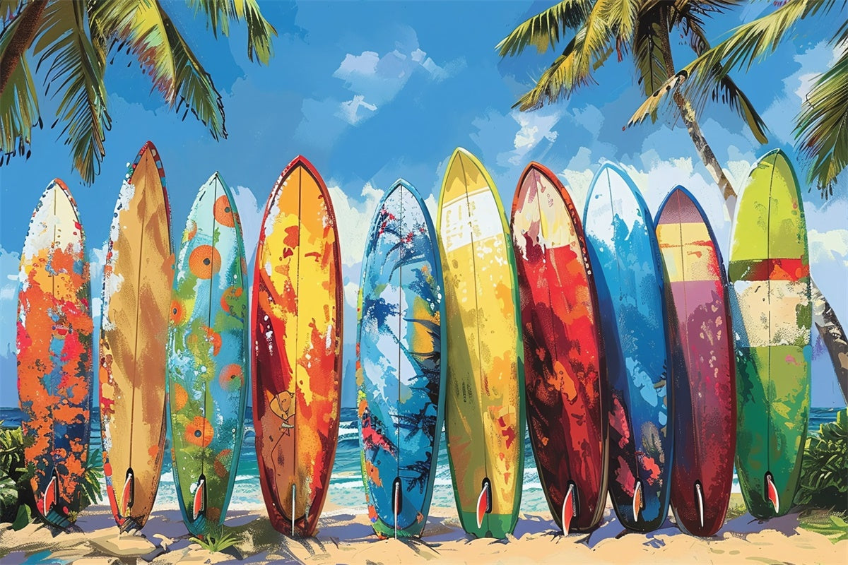 Strand Fotohintergrund Vibrant Surfboards Strand Sommer Hintergrund CJJ3-229