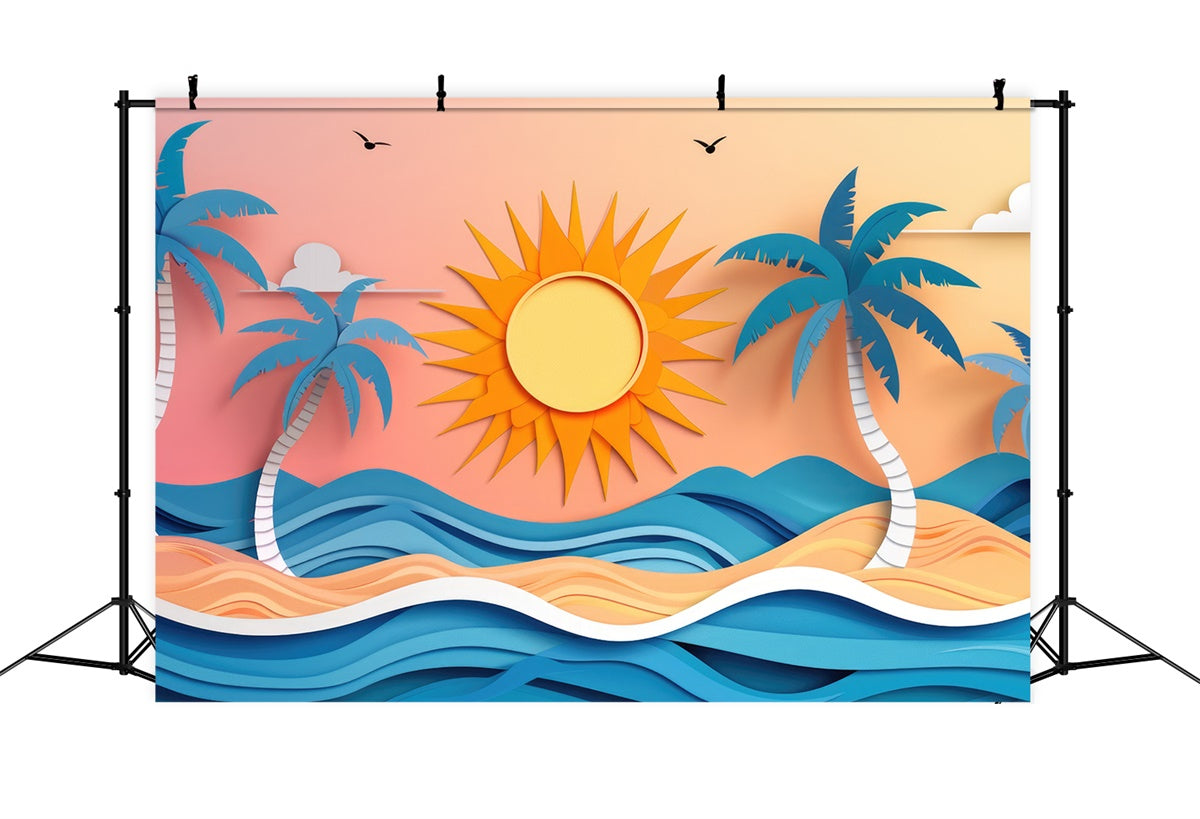 Sommer-Fotohintergrund Lebendiges Papier Stil Strand Hintergrund CJJ3-233