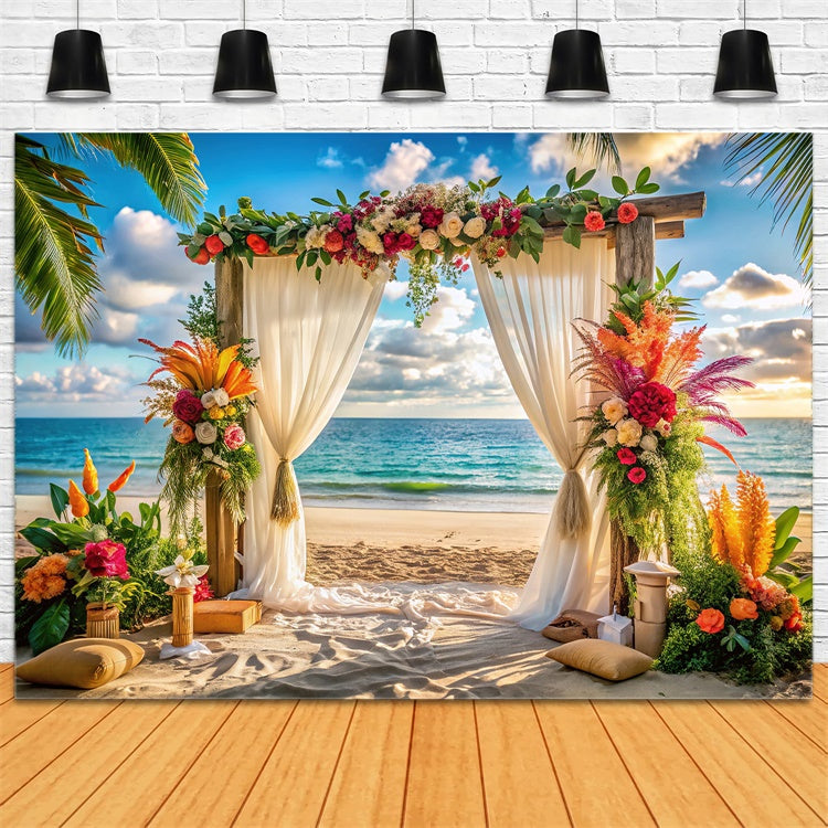 Strand Hochzeit Hintergrund Tropischer Strand Blume Sommer Hintergrund CJJ3-239