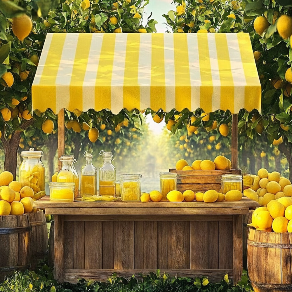 Zitronen-Hintergrundkulisse Rustikaler Zitronenbaum Sommer-Hintergrundkulisse CJJ3-253