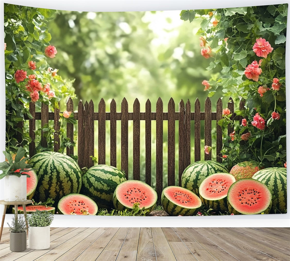 Wassermelone Fotokulisse Gartenzaun Wassermelone Sommerkulisse CJJ3-256