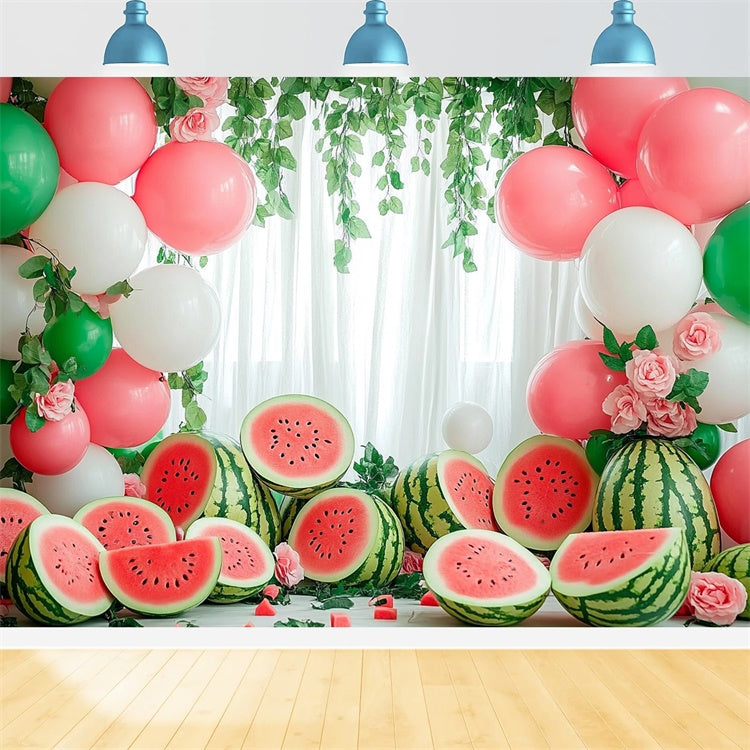 Wassermelone Fotohintergrund Wassermelone Ballongirlande Sommerhintergrund CJJ3-262
