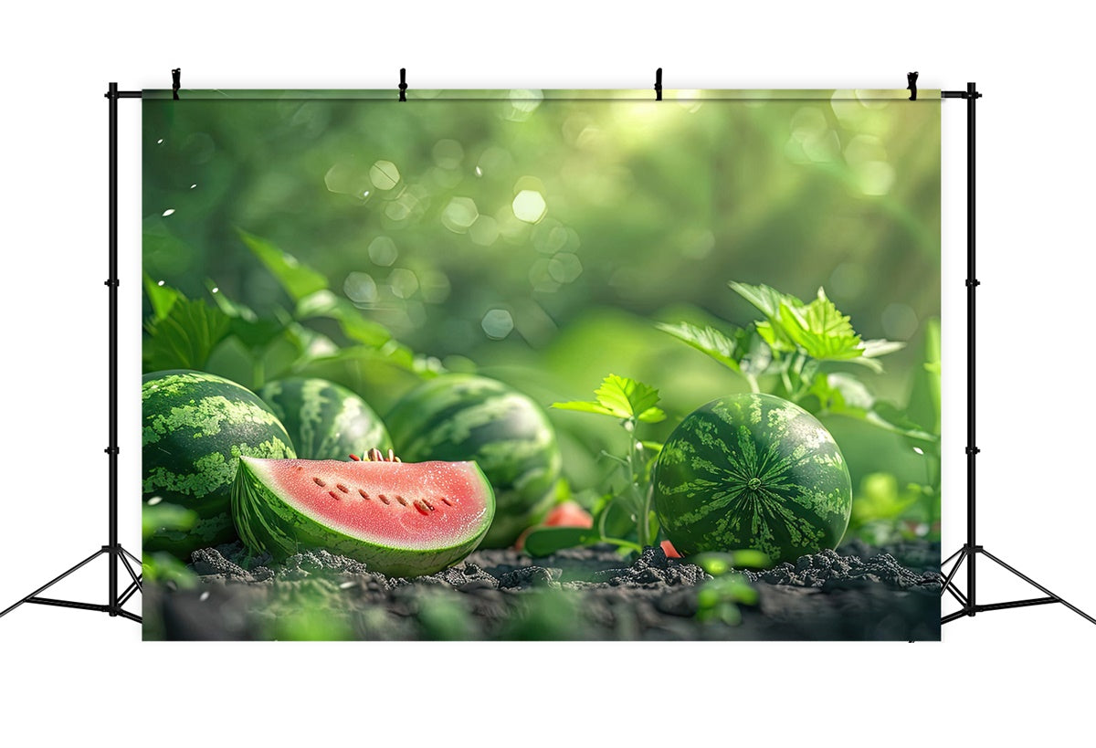 Wassermelone Fotohintergrund Sonnenlicht Wassermelone Garten Sommerhintergrund CJJ3-265