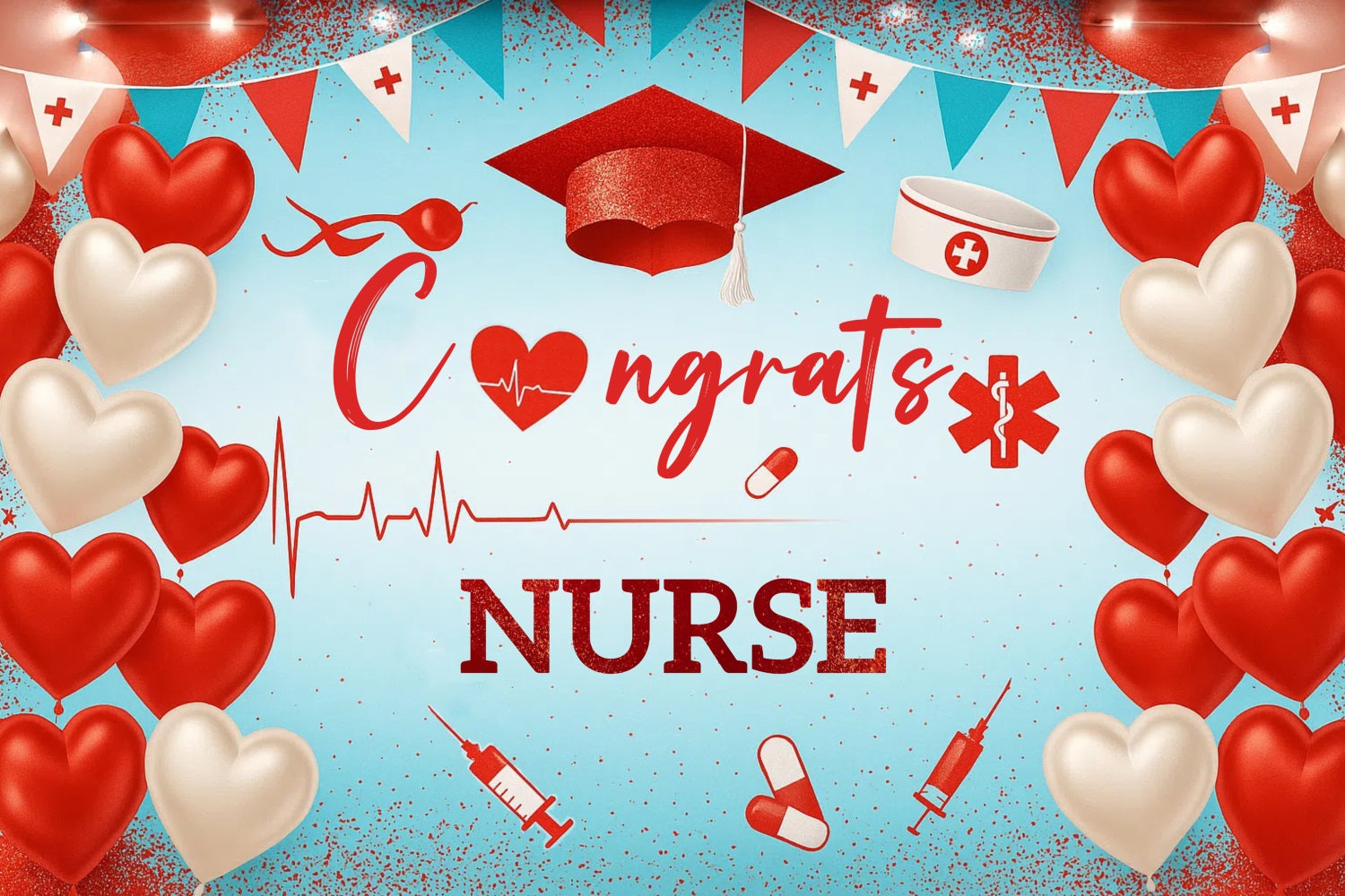 Graduation Backdrop Heart Ballon Party Graduation Backdrop CJJ3-270