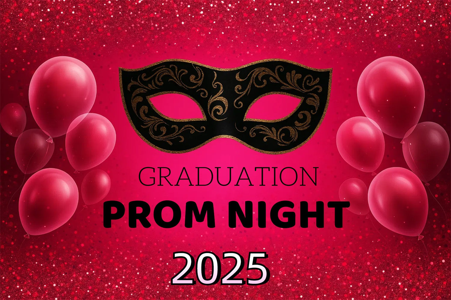 Prom 2025 Backdrop Glitzer Maske Ballon Party Graduation Backdrop CJJ3-272