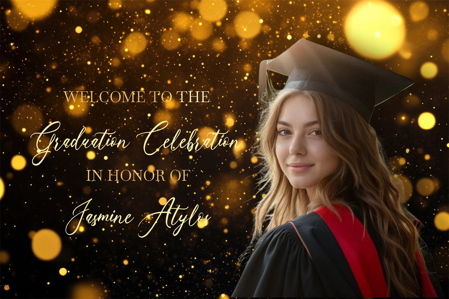 Graduation Backdrop Golden Funkeln Personalisierte Party Graduation Backdrop CJJ3-274