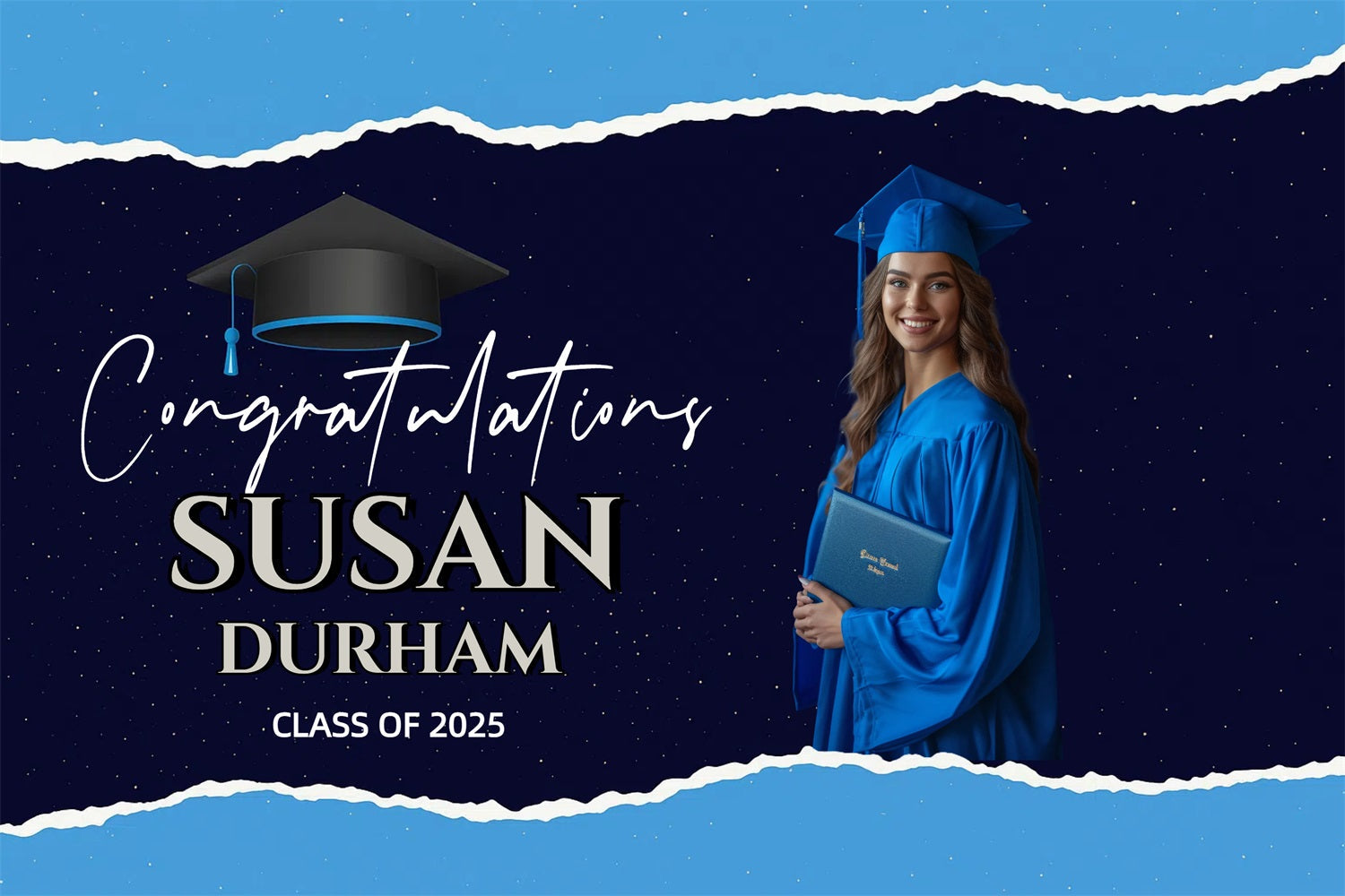Blau Graduation Backdrop Starry Night Personalisierte Party Graduation Backdrop CJJ3-280