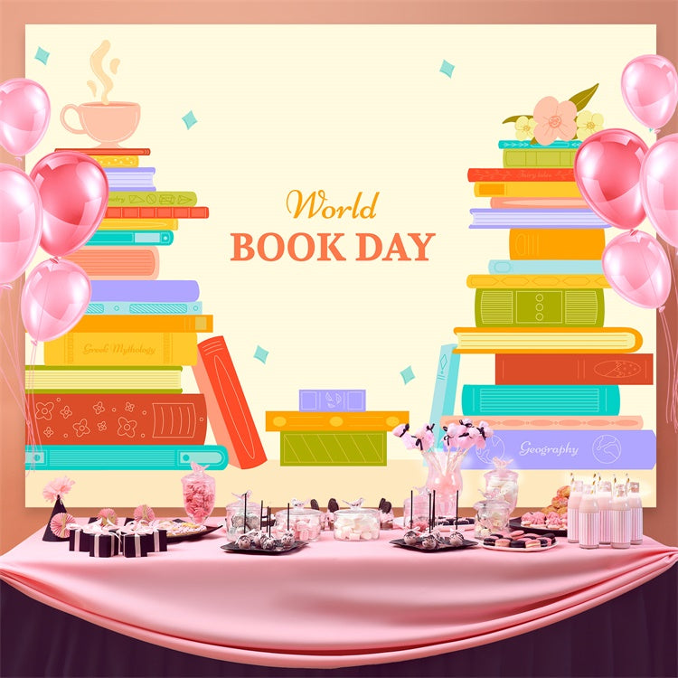 Welttag des Buches Backdrop Bunte gestapelte Bücher Backdrop CJJ3-46