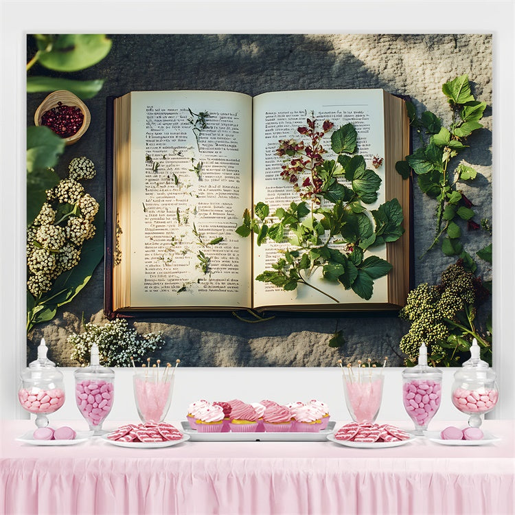Welttag des Buches Backdrop Botanisches offenes Buch Natur Backdrop CJJ3-63