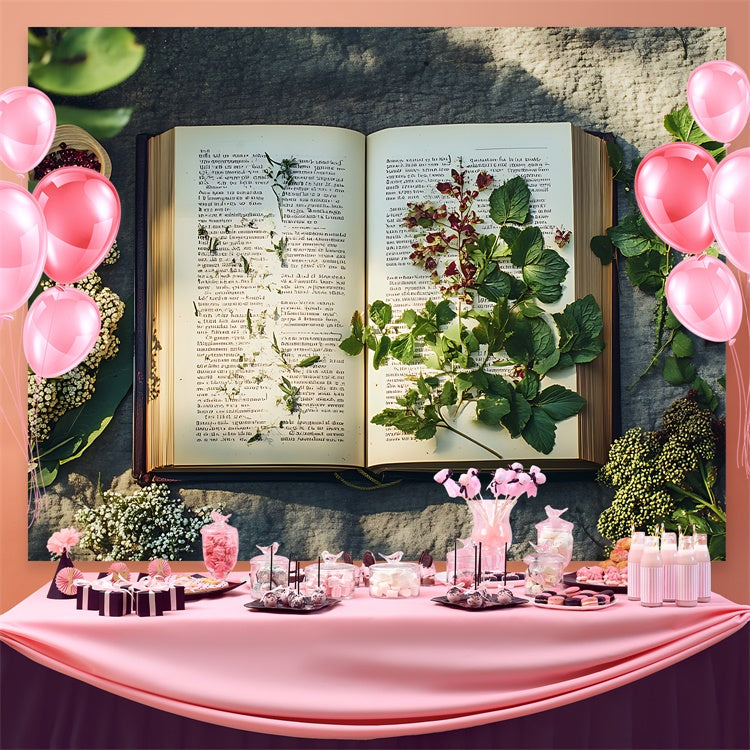 Welttag des Buches Backdrop Botanisches offenes Buch Natur Backdrop CJJ3-63