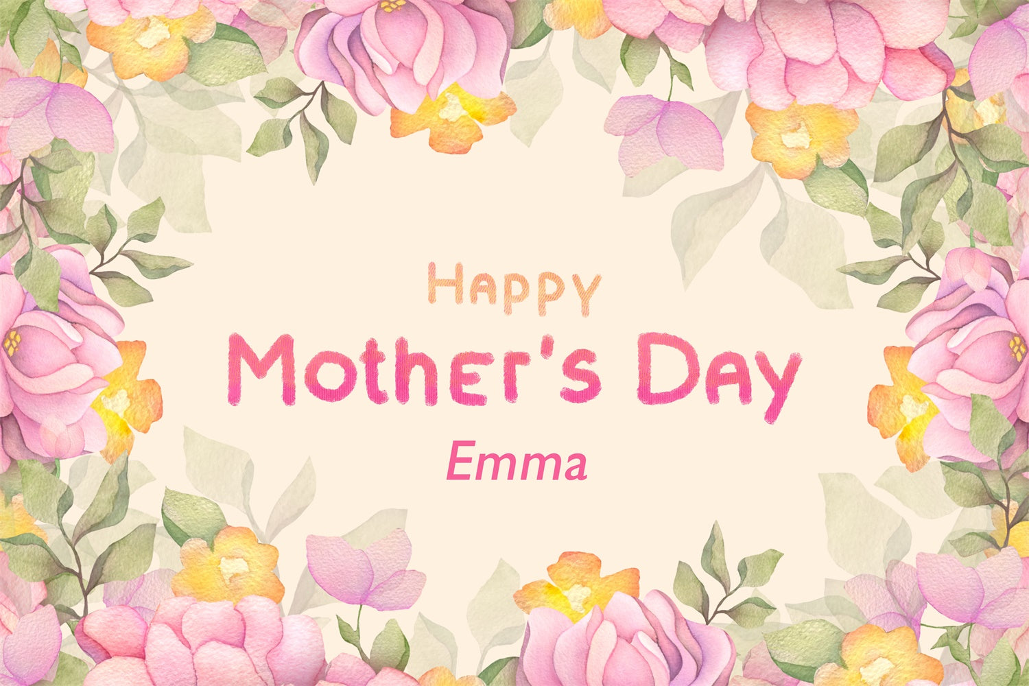 Muttertags-Hintergrundbild zum Anpassen Aquarell Pfingstrosenblüte CJJ3-81