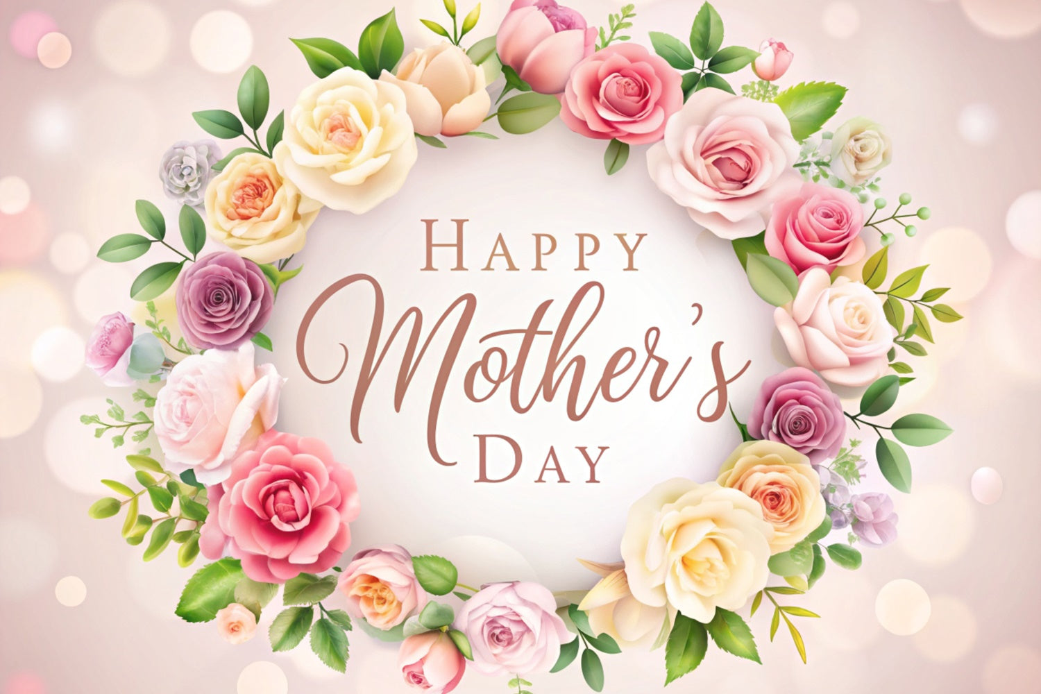 Muttertags-Hintergrundbild Personalisierbar Elegante Rosengirlande CJJ3-83