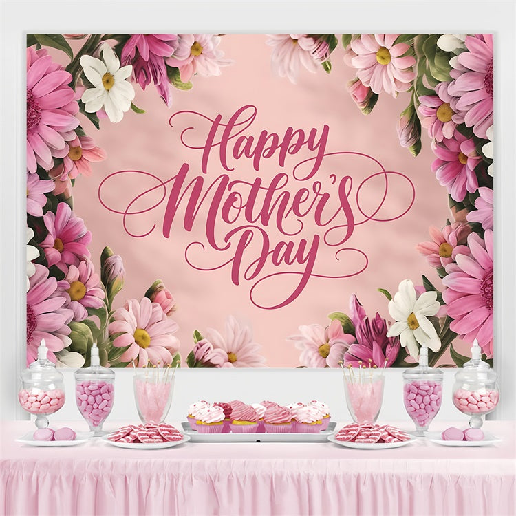 Muttertags-Hintergrundbild Personalisierbar Rosa Margerite mit Blumen CJJ3-84