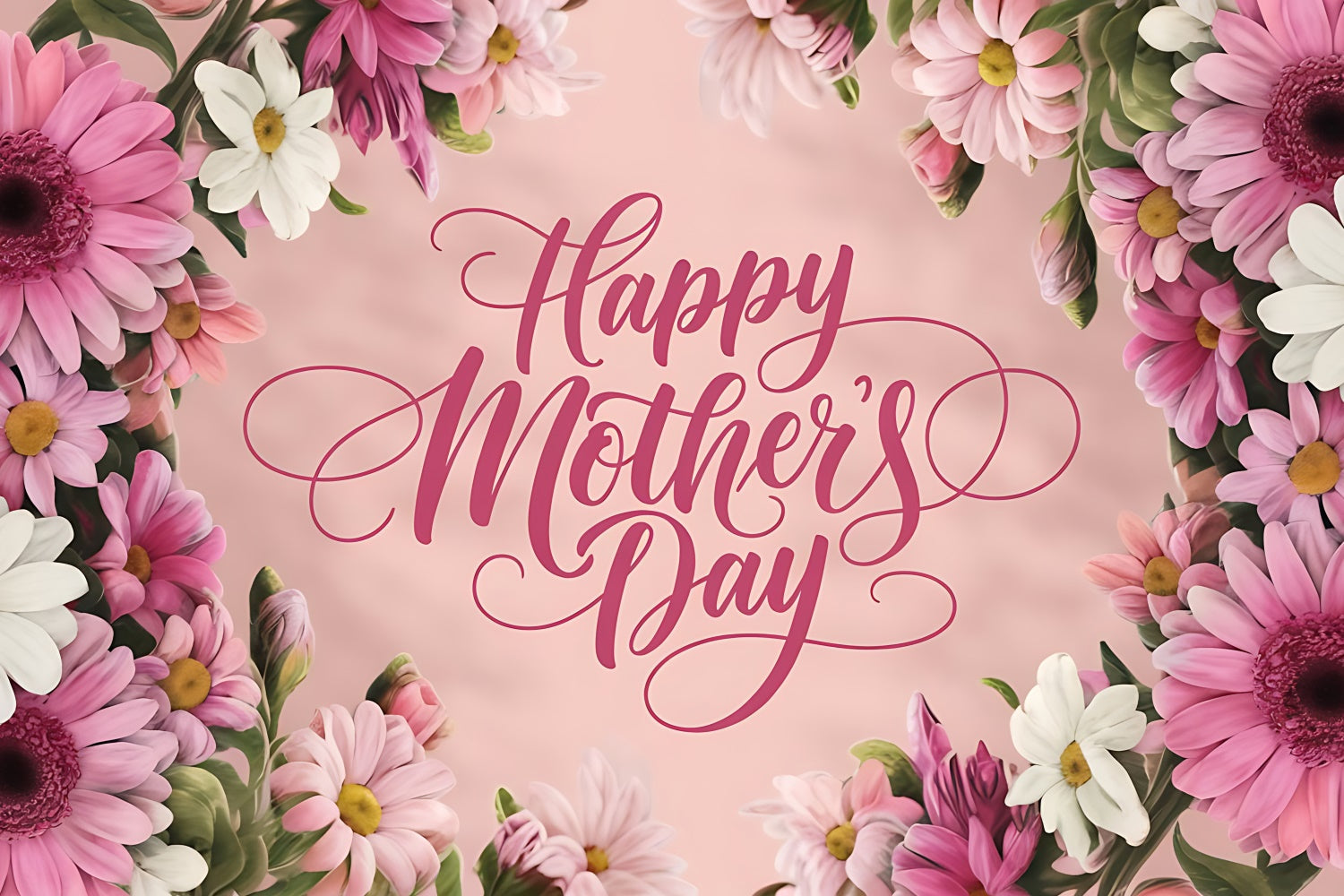 Muttertags-Hintergrundbild Personalisierbar Rosa Margerite mit Blumen CJJ3-84