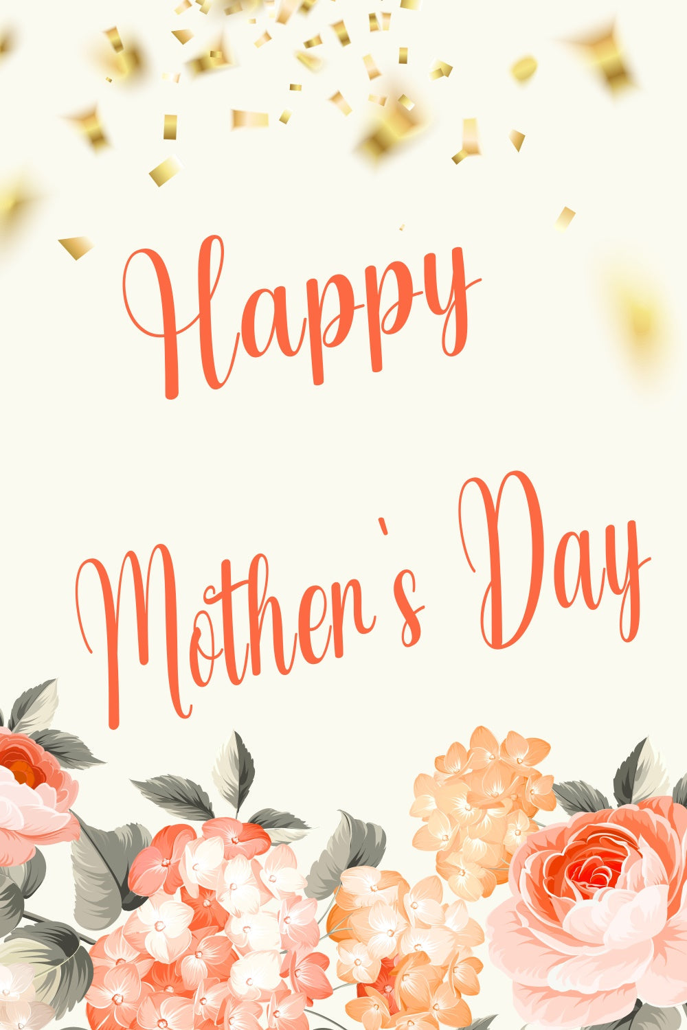 Muttertags-Hintergrundbild mit goldenem Konfetti und Blumen CJJ3-86