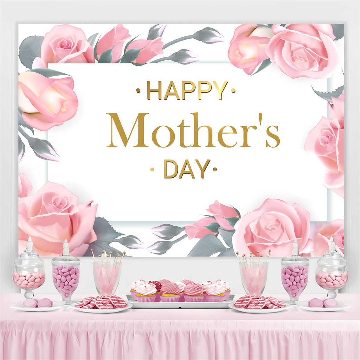 Muttertags-Hintergrundbild Personalisierbar Elegant Pink Rosa CJJ3-91