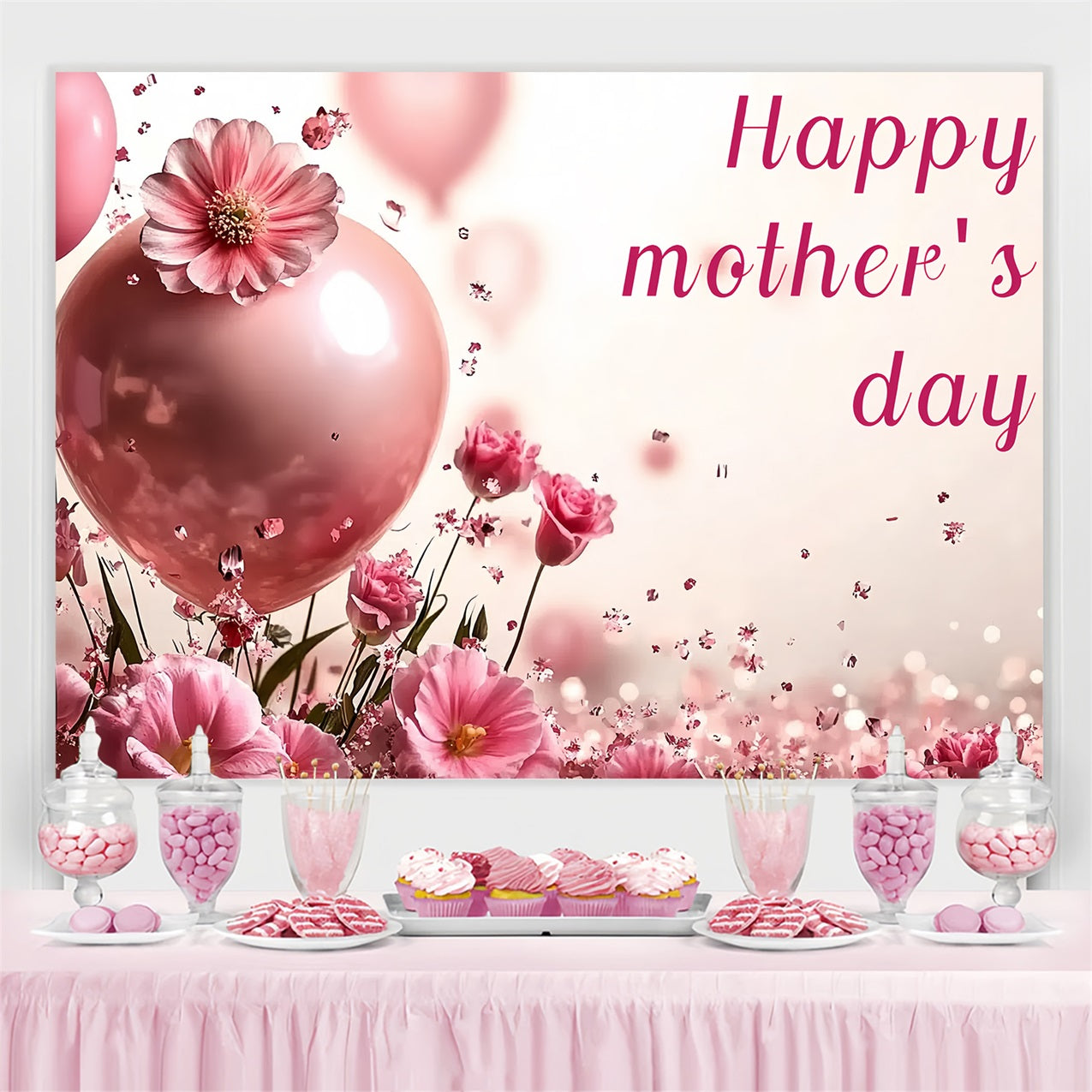 Muttertag Backdrop Floral Balloon Delight Personalisierte Backdrop CSH-131