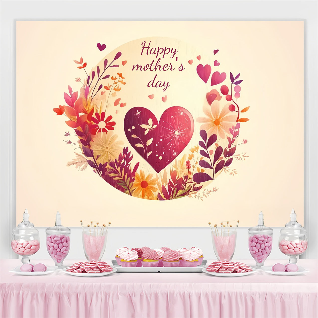 Muttertag Fotohintergrund Warm Heart Floral Personalisierter Hintergrund CSH-135
