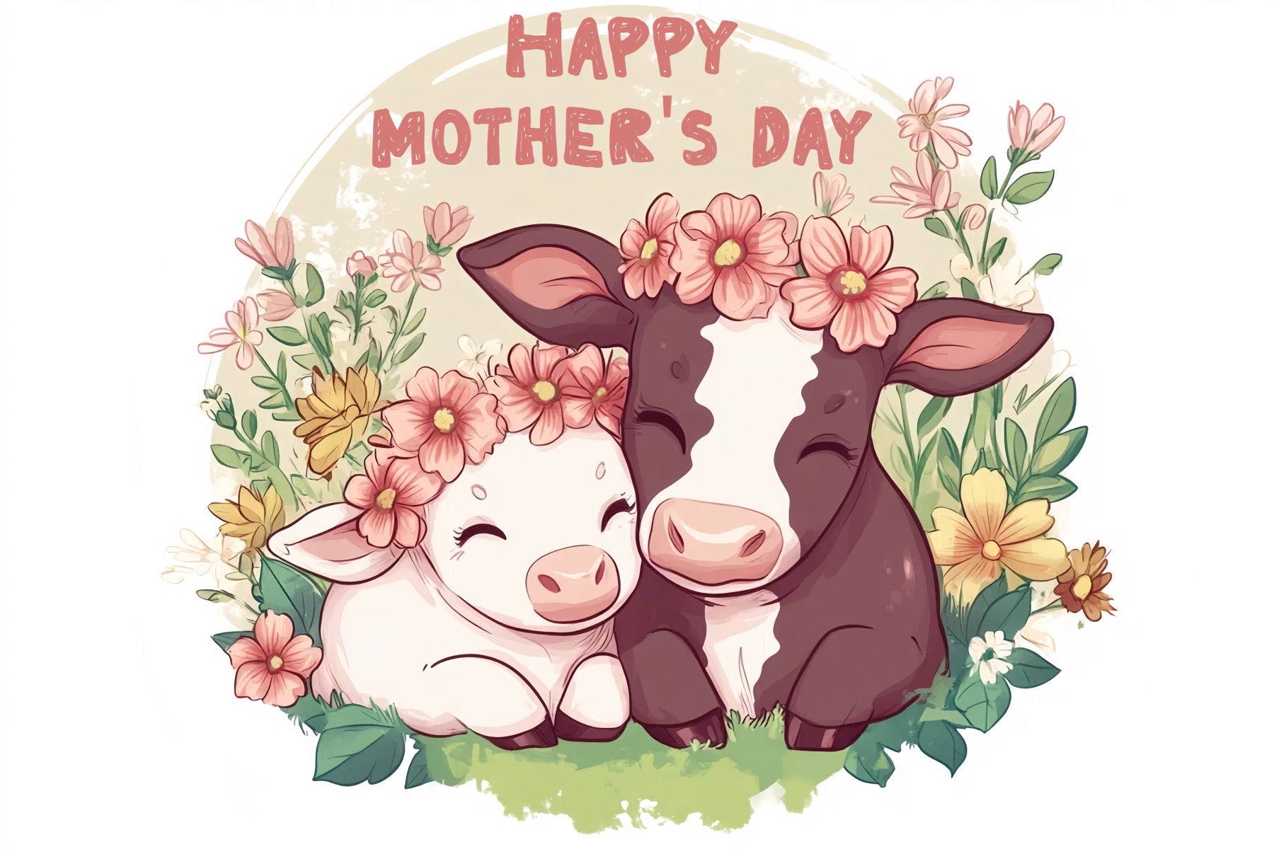 Mothers Day Backdrops Kühe Floral Celebration Personalisierter Backdrop CSH-136