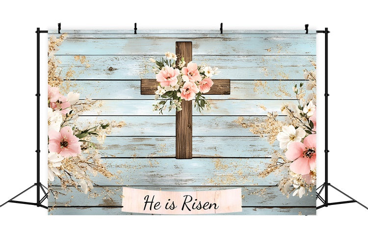 Ostern Fotohintergrund Rustikales Holzkreuz Floraler Hintergrund CSH2-108