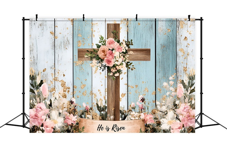 Ostern Backdrops für Fotografie Pink Floral Wood Cross Backdrop CSH2-109