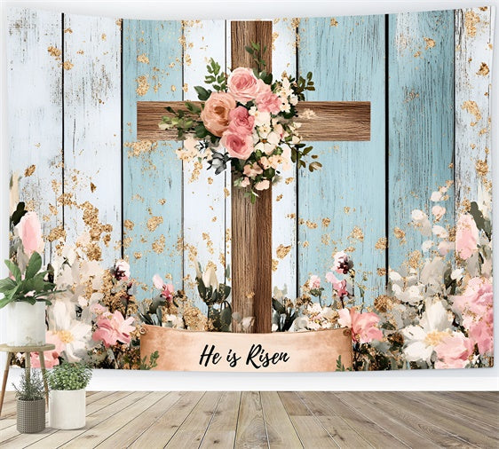 Ostern Backdrops für Fotografie Pink Floral Wood Cross Backdrop CSH2-109