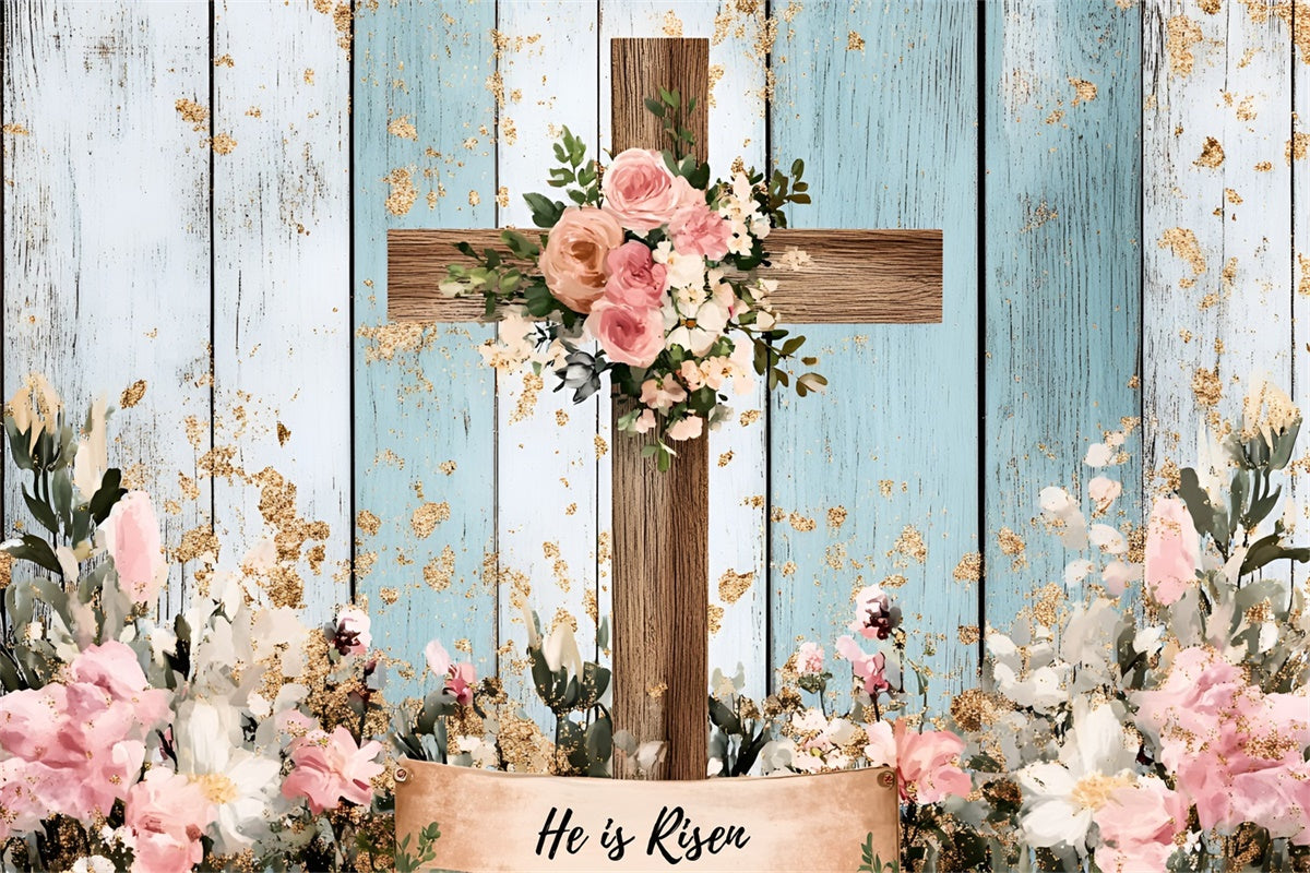 Ostern Backdrops für Fotografie Pink Floral Wood Cross Backdrop CSH2-109
