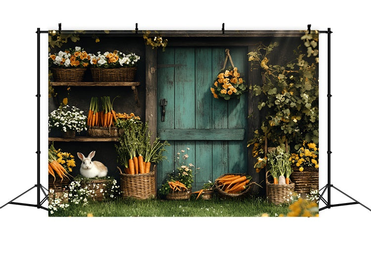 Ostern Fotohintergrund Holztür Karotte Garten Hintergrund CSH2-14