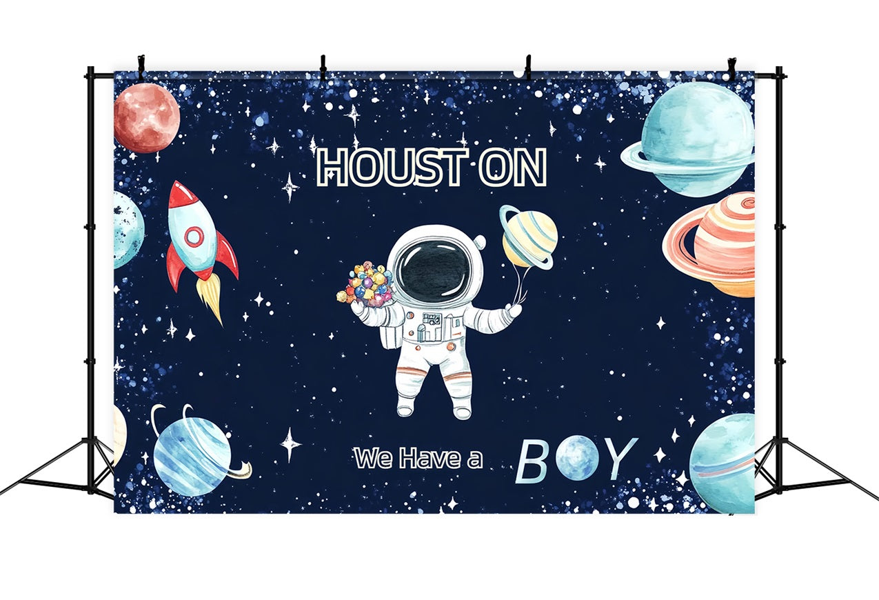 Junge Baby Shower Backdrop Space Adventure Ankündigung Backdrop CSH2-142