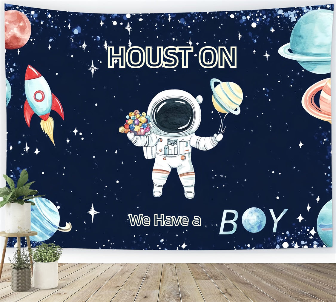 Junge Baby Shower Backdrop Space Adventure Ankündigung Backdrop CSH2-142