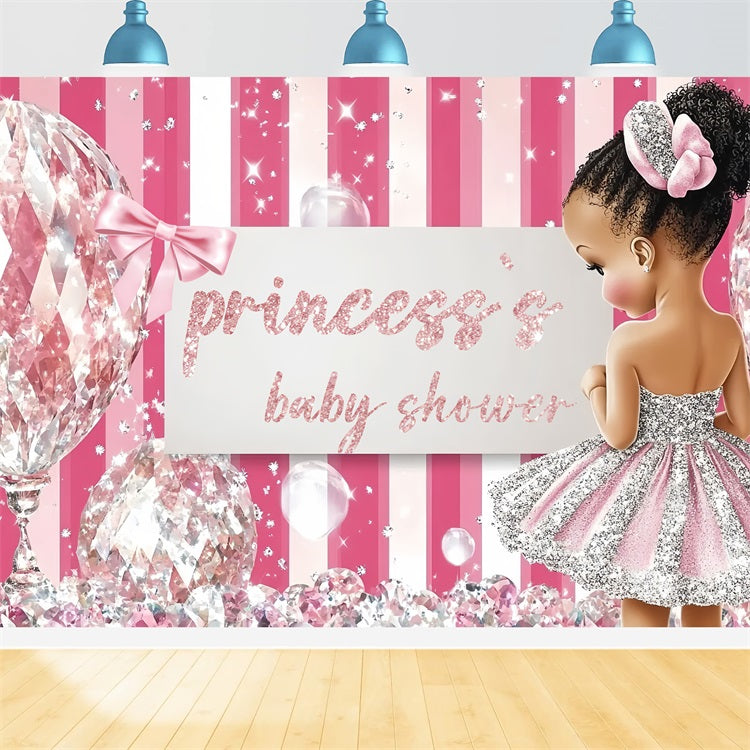 Baby Shower Mädchen Backdrop Glitzernde Diamant Prinzessin Backdrop CSH2-148