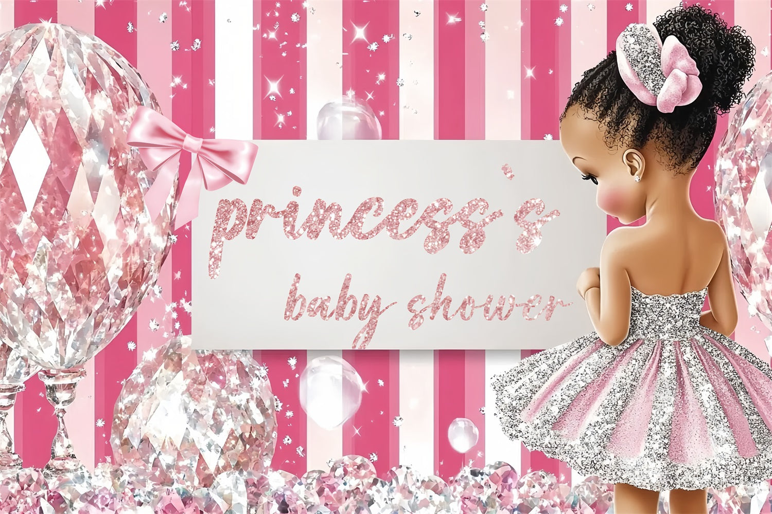 Baby Shower Mädchen Backdrop Glitzernde Diamant Prinzessin Backdrop CSH2-148