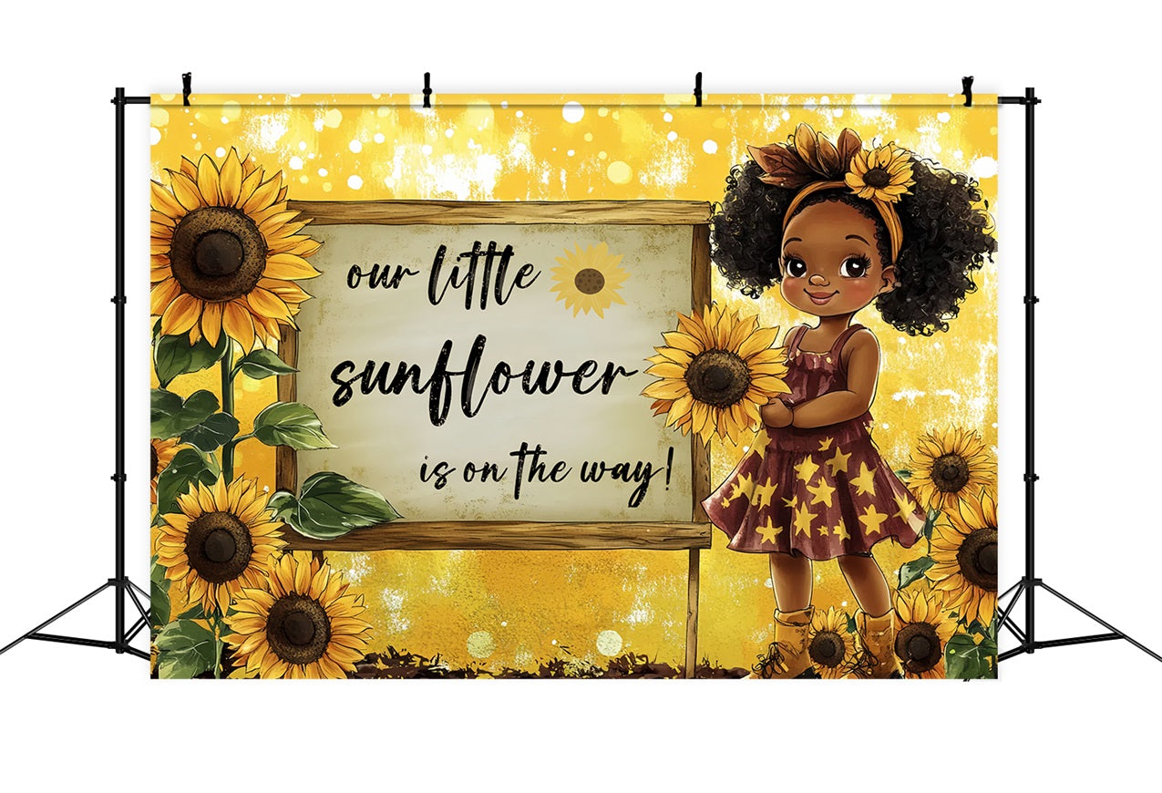 Backdrop für Mädchen Baby Dusche Goldene Sonnenblume Bloom Hintergrund CSH2-149