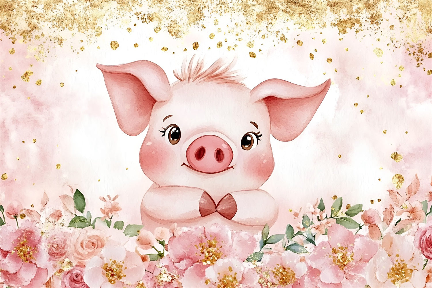 Hintergrund-Ideen für Baby-Dusche Rosa Ferkel Blumen-Hintergrund CSH2-153