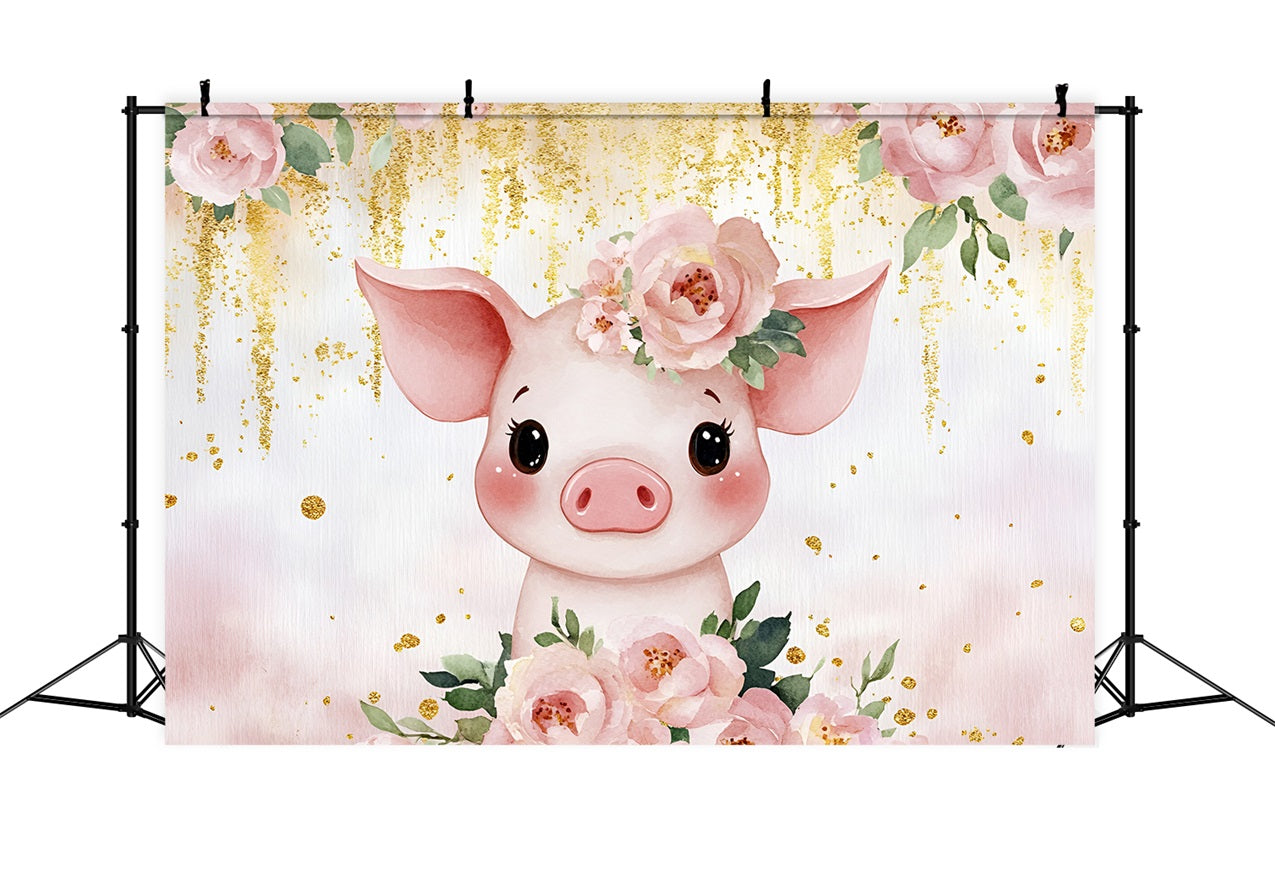 Baby Dusche Bild Hintergrund Schwein geblümt Kopfstück Hintergrund CSH2-154