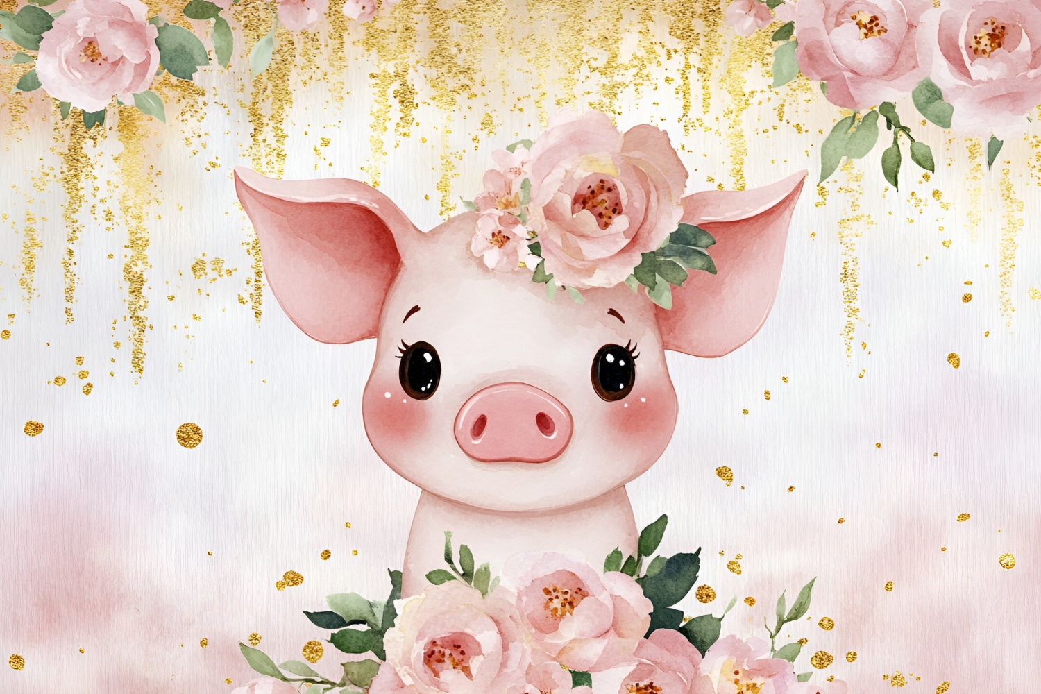 Baby Dusche Bild Hintergrund Schwein geblümt Kopfstück Hintergrund CSH2-154