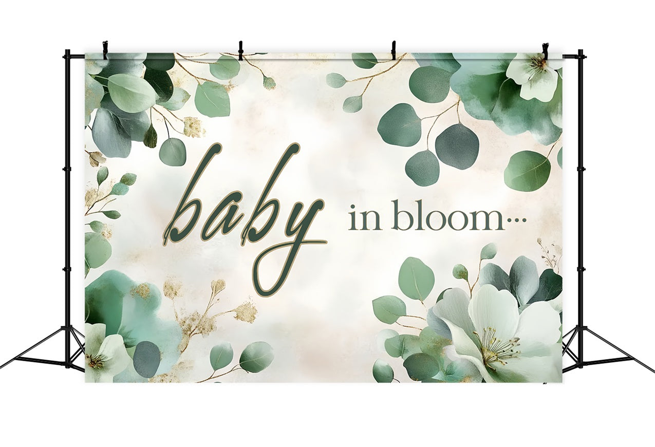 Backdrops Baby Shower Floral Grün Baby Ankunft Backdrop CSH2-158